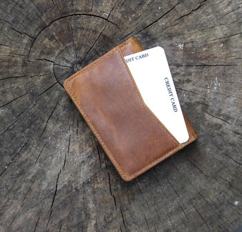 Personalised Tan Leather Card Holder – Slim Rfid Wallet, 7 of 9