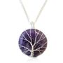 Amethyst Tree Of Life Gemstone Necklace | Silver Plated, thumbnail 1 of 6