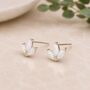 Sterling Silver White Opal Lotus Flower Stud Earrings, thumbnail 1 of 7