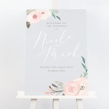 Ella Grey And Pink Floral Wedding Table Plan, 2 of 2