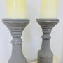 Pair Of Extra Large Vintage Painted Pillar Candlesticks, thumbnail 3 of 6