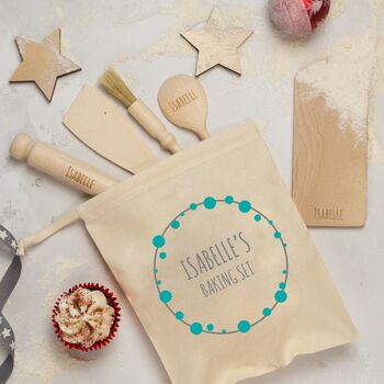 Personalised Childs Baking Set, Bubbles Wreath, 7 of 8