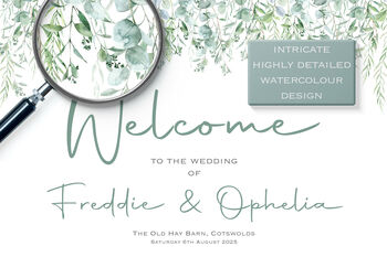 Wedding Welcome Sign Green Leaf, 3 of 6