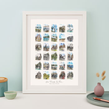 30th Birthday Or Anniversary Watercolour Places Print, 4 of 5