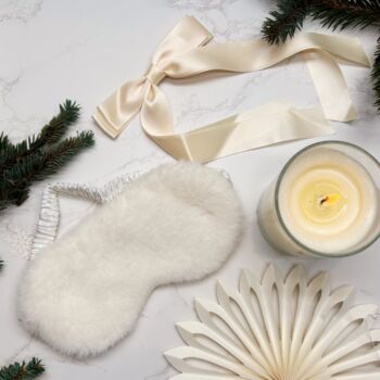 Luxury Christmas Pyjama Gift Set For Her With Eye Mask And Satin Hair Bow In Black And White, 5 of 11