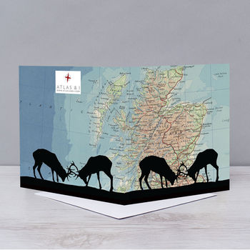 Stags Over Map Of Scotland Card, 2 of 2