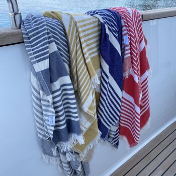 Amalfi Striped Peshtemal Towel Ochre, 11 of 11