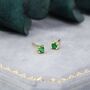 Emerald Green Three Four Five And 6mm Cz Stud Earrings, thumbnail 5 of 12