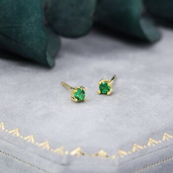 Emerald Green Three Four Five And 6mm Cz Stud Earrings, 5 of 12