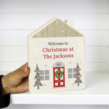 Personalised Christmas Wooden House Ornament, 2 of 6