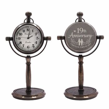 Personalised 19th Anniversary Bronze Desk Clock, 3 of 12