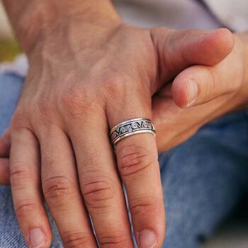 Aztec Wanderer Men's Sterling Silver Spinning Ring, 4 of 12