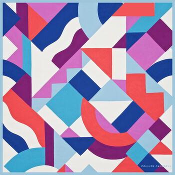 Savoy Pop Blues Square Silk Scarf, 2 of 5