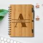 Personalised Eco Bamboo Notebook Split Name, thumbnail 1 of 6