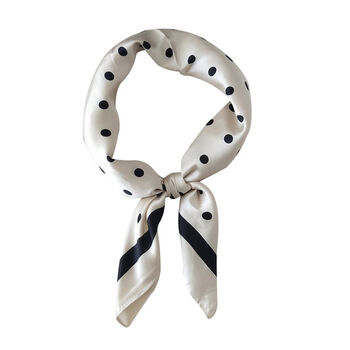 White Polka Dot Silk Square Scarf, 5 of 5