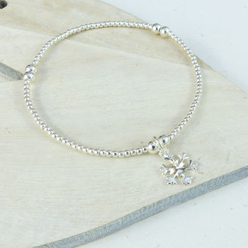 Sterling Silver Snowflake Beaded Bracelet, 2 of 3