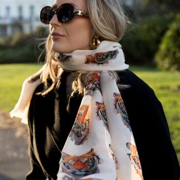 Tiger Head Print Scarf In Personalised Gift Box, 6 of 6