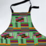 African Print Apron | Green Kente Kofi Print, thumbnail 3 of 5