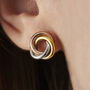 Mixed 9ct Gold Russian Ring Stud Earrings, thumbnail 4 of 6