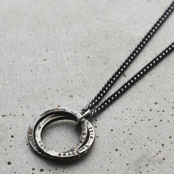 Personalised Men’s Textured Interlinking Hoops Necklace, 3 of 5