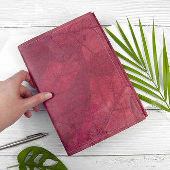 Vegan Teak Leaf Leather A5 Refillable Notebook, 10 of 12