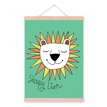 Sleepy Lion Jungle Nursery Print, 2 of 3
