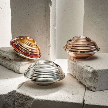 Serrated Copper Bowl Set – Handcrafted Rainbow Patina, 3 of 6