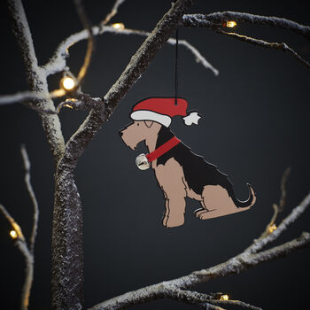 Airedale / Welsh Terrier Christmas Tree Decoration Personalisation Available, 5 of 5