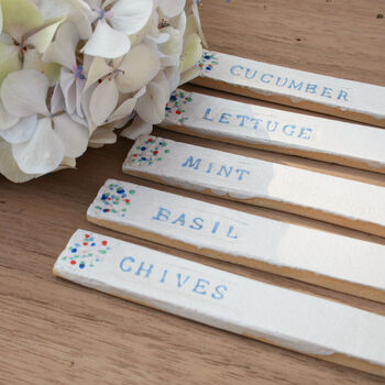 Blue Floral Herb And Vegetable Markers, 5 of 7