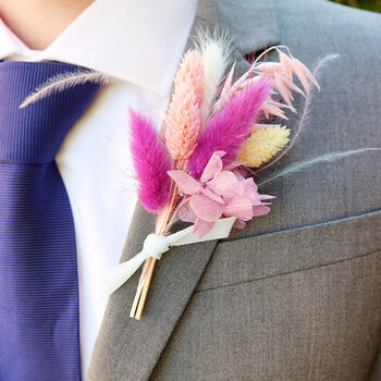 ‘Vegas’ Bright Dried Flower Buttonhole Corsage, 4 of 4