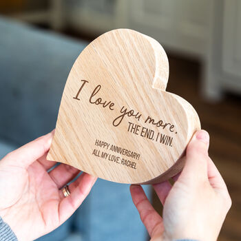 Personalised I Love You More The End I Win Oak Heart, 4 of 5