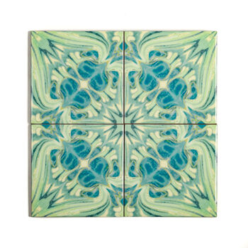 Botanical Green Blue Ceramic Tile, 6 of 12