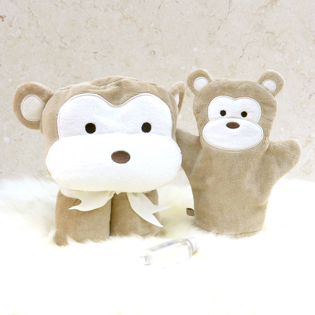 personalised cheeky monkey baby towel gift set by bathing bunnies