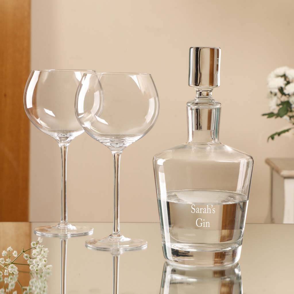 Luxury Personalised Gin Decanter And Glasses T Set By Dibor