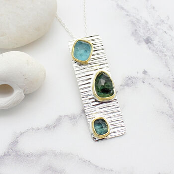 Tourmaline And Apatite Gemstone Silver Pendant, 5 of 5
