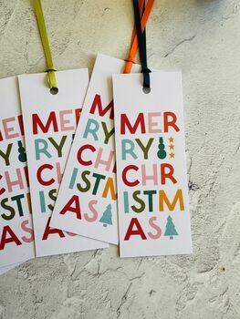 Christmas Gift Tags 'Colour Pop' Set Of Five, 3 of 4