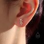 Olive Leaf Stud Earrings In Sterling Silver, thumbnail 5 of 12