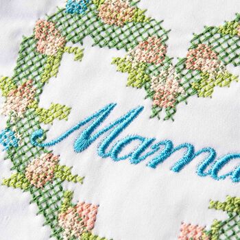 Personalised Cross Stitch Cashmere Scarf Gift For Mum, 2 of 7