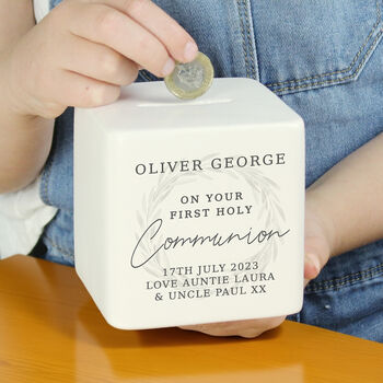 Personalised First Holy Communion Wreath Money Box, 4 of 7