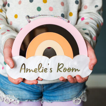 Personalised Pink Acrylic Rainbow Name Sign, 2 of 5