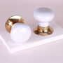 G Decor The Brassworks Edit Porcelain White Set Of Handcrafted Ceramic Mortice Door Handles, Internal Turning Knobs For Room Doors, thumbnail 1 of 5