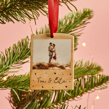 Personalised Wooden Photo Block Christmas Bauble, 7 of 8