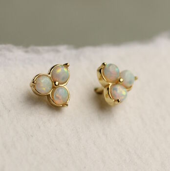 White Opal Stud Earrings, 3 of 7