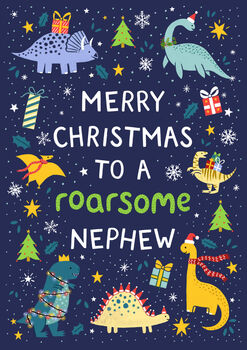 Dinosaur Christmas Card For Nephew, 3 of 3