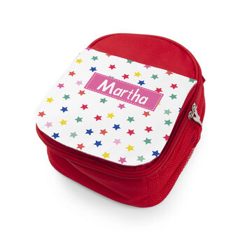 Personalised Girl's Red Patterned Lunch Bag, 8 of 11