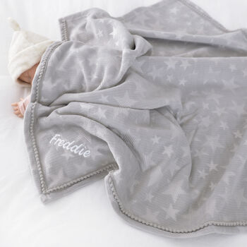 Personalised Embossed Star Grey Baby Blanket, 3 of 9