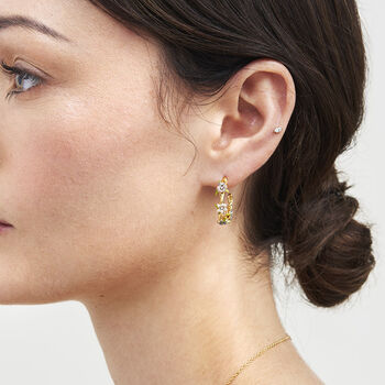 Gold Wildflower Hoop Earrings, 2 of 7