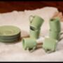 Set Of Four Porcelain Espresso Cup And Saucer Green, thumbnail 2 of 7