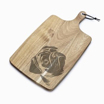 Personalised Pug Engraved Acacia Serving Board, 2 of 2