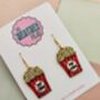 Popcorn Glitter Resin Earrings / Cinema Date Jewellery / Fun Carnival Accessory / Filmmaker Gift, thumbnail 3 of 5